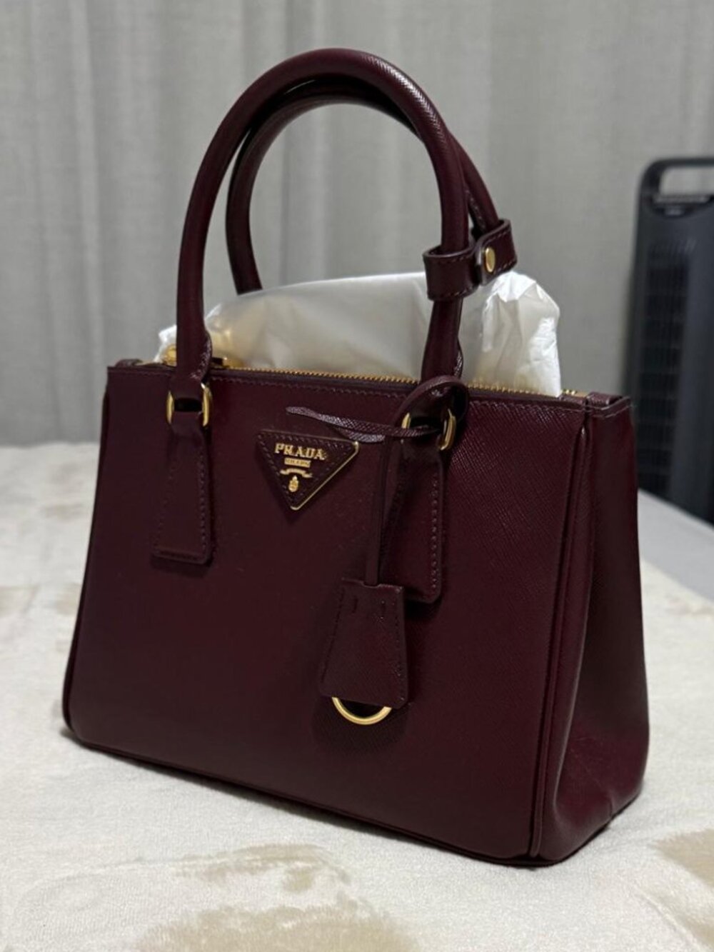 Prada Galleria Small Saffiano Leather Bag - Burgundy